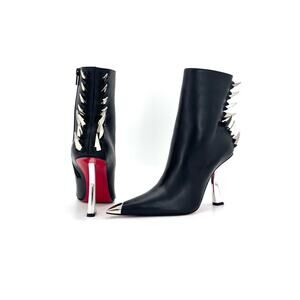 Christian Louboutin Kate Max Booty Spikes Claw Black Pointed Toe Boots 38.5